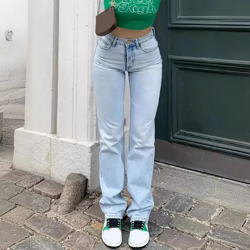 SKYLINE JEANS — Vaqueros Rectos de Tiro Alto