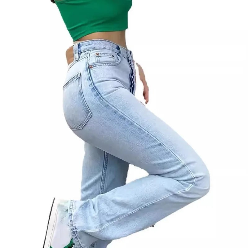 SKYLINE JEANS — Vaqueros Rectos de Tiro Alto